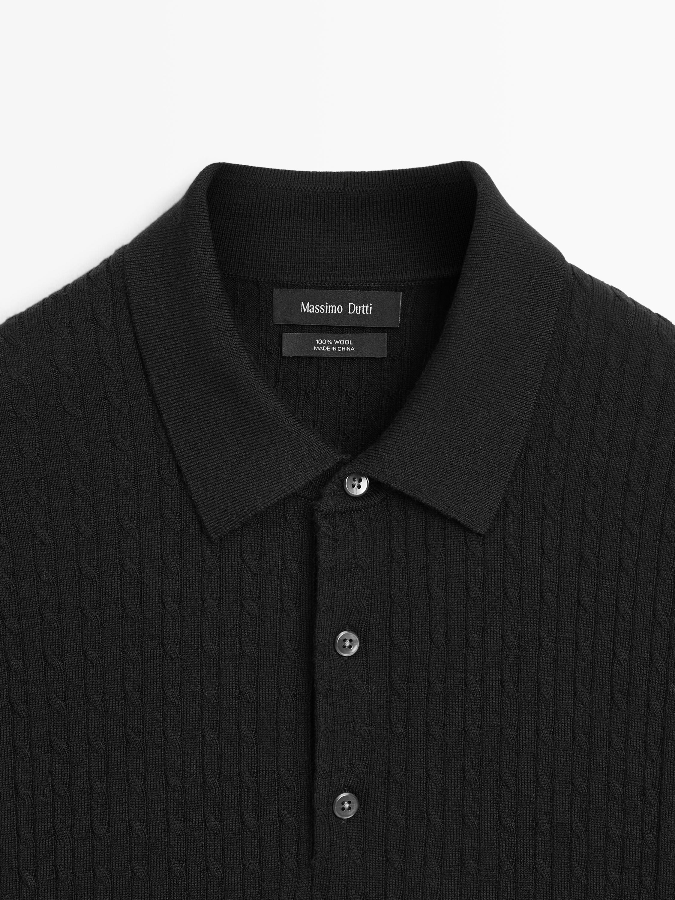 Merino wool knit polo sweater